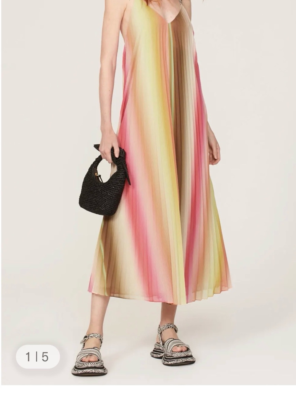 Scotch & Soda Pink Pleated Maxi Dress with Multicolor 'Stay Sunny' Label